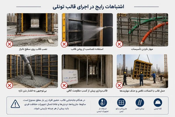 اشتباهات رایج در اجرای قالب تونلی
